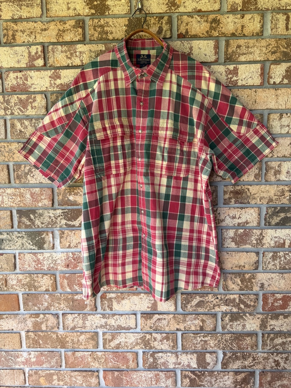 Men’s Willis & Geiger Vintage Short Sleeve Button Up Shirt Size XL 100% Cotton